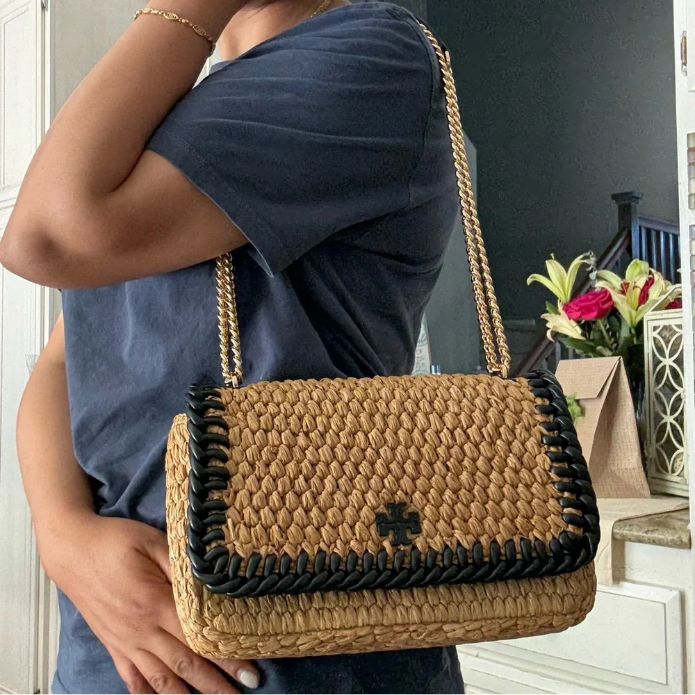 Tory Burch Tan and Black Shoulder Bag